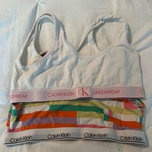 Calvin Klein White Bralette with Colorful Band